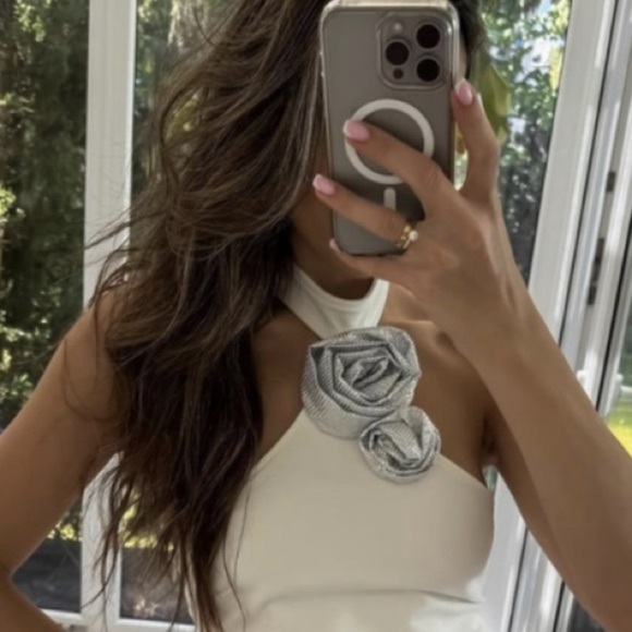 ZARA RHINESTONE FLORAL HALTER BODYSUIT - Medium - Picture 3 of 16